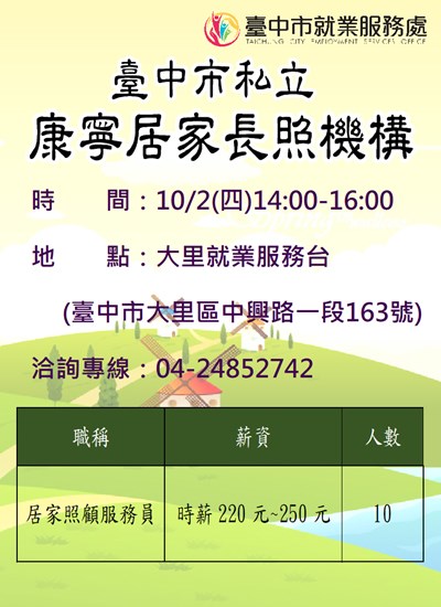 114臺中市私立康寧居家長照機構