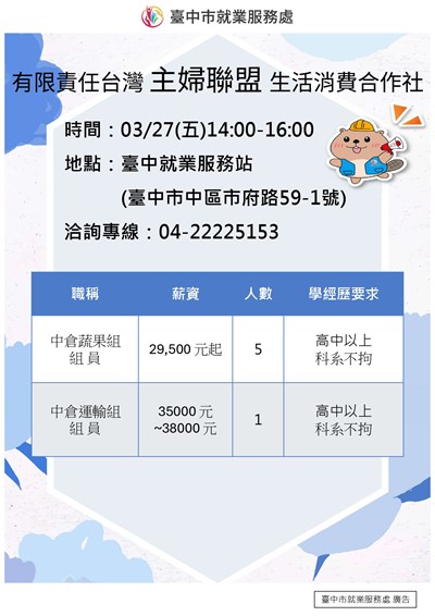 主婦聯盟0327單徵海報