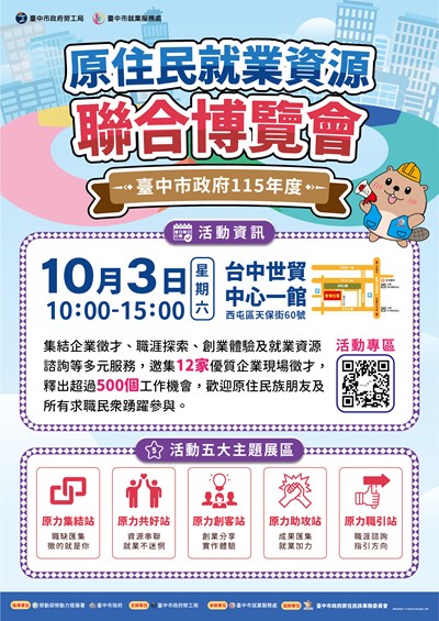 臺中市政府115年度原住民就業資源聯合博覽會