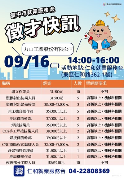 0916力山工業單徵海報